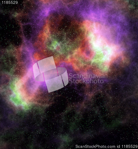 Image of outer space cloud nebula and stars