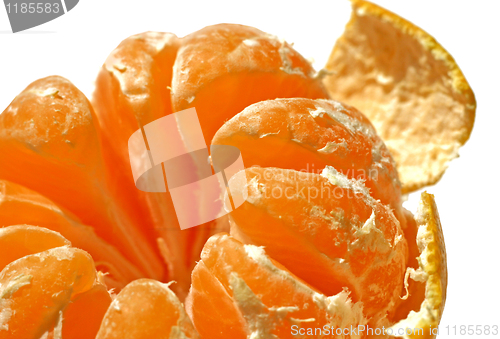 Image of close-up of tasty mandarin isolated on white