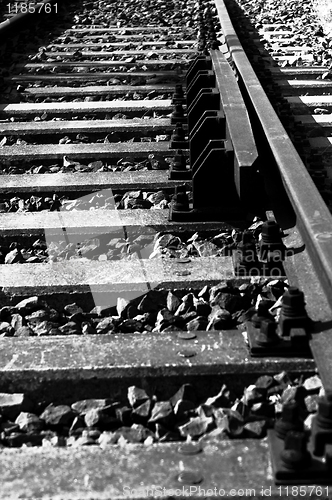 Image of Black and white photo of an old rail