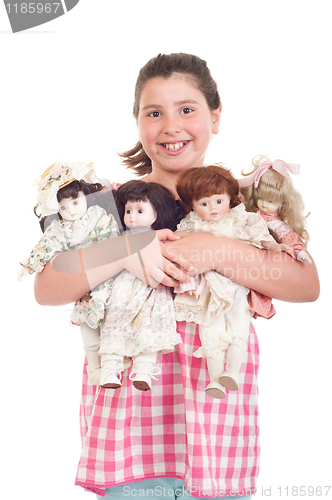 Image of Little girl with dolls