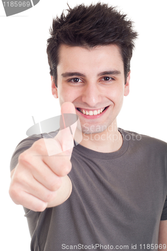 Image of Man showing thumbs up