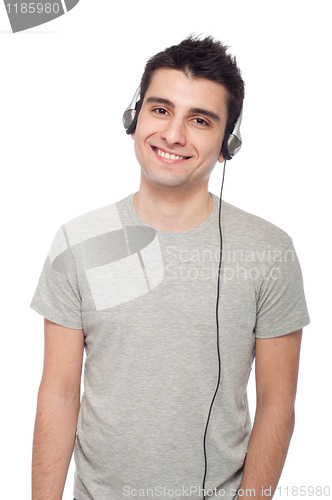 Image of Casual man listening music