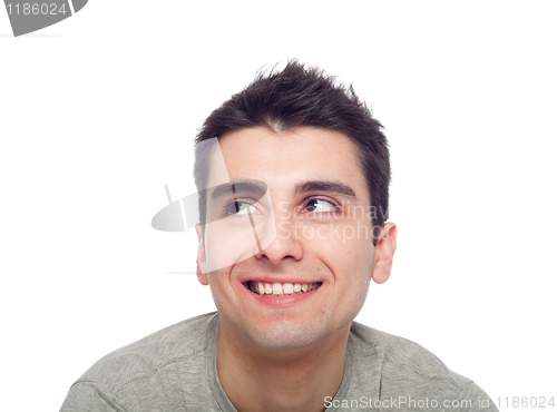 Image of Casual man looking up