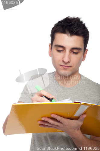 Image of Man studying with dossier