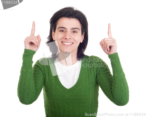 Image of Woman pointing up