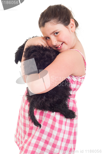 Image of Girl holding dog