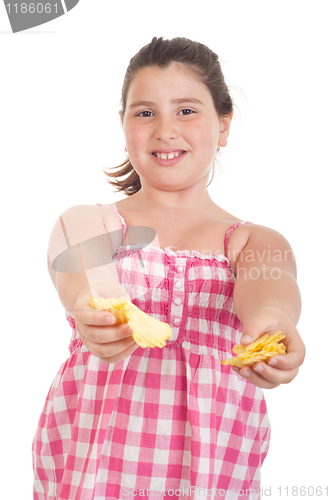 Image of Girl offering chips