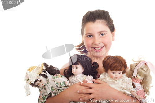 Image of Little girl with dolls