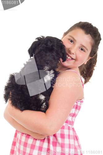 Image of Girl holding dog