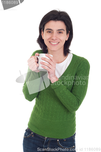 Image of Woman holding mug