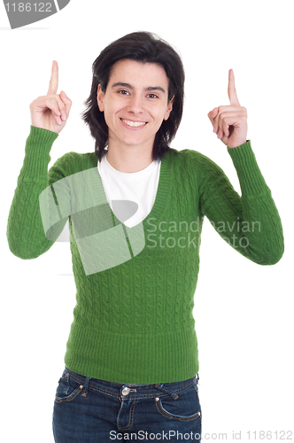 Image of Woman pointing up
