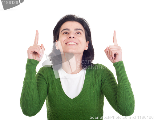 Image of Woman pointing up