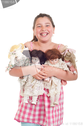 Image of Little girl with dolls