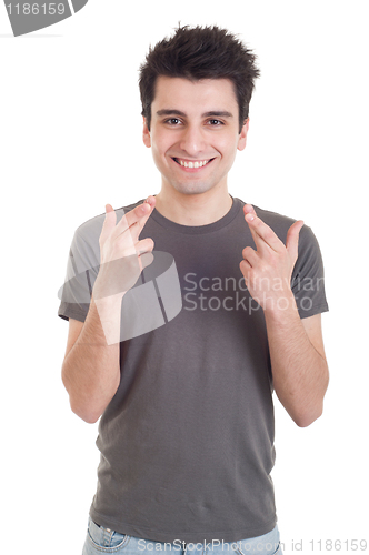 Image of Man with crossed fingers