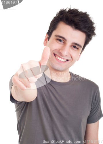 Image of Man showing thumbs up