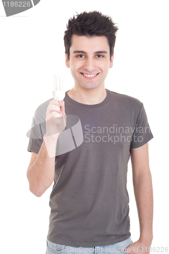 Image of Man holding lightbulb