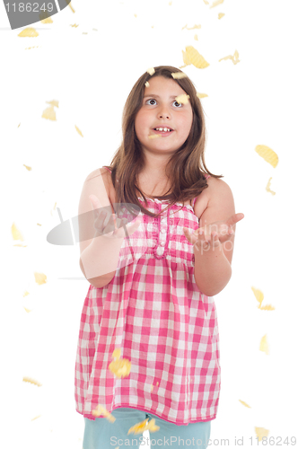 Image of Girl with falling chips