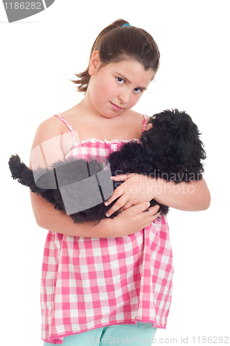 Image of Girl holding dog