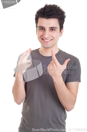 Image of Man with crossed fingers