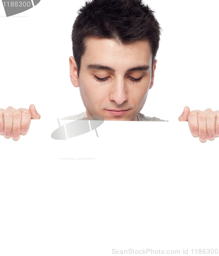 Image of Casual man with a banner