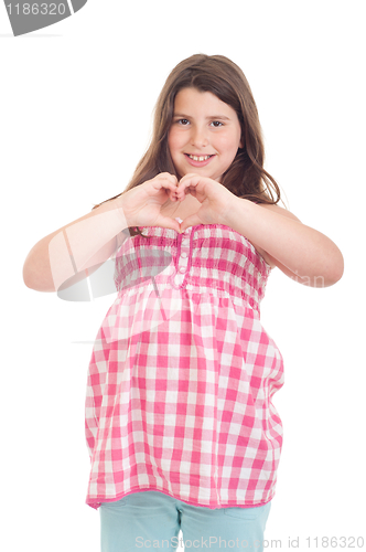 Image of Girl showing heart symbol