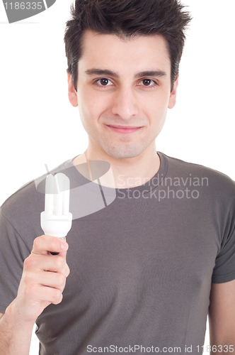 Image of Man holding lightbulb