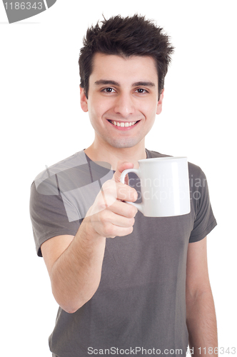 Image of Man holding mug