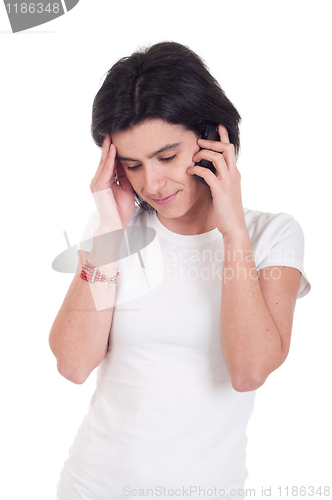 Image of Stressed woman on the phone
