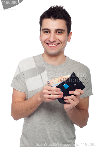 Image of Man showing his wallet