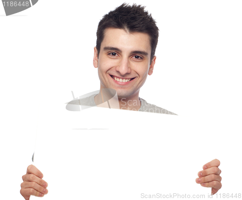 Image of Casual man with a banner