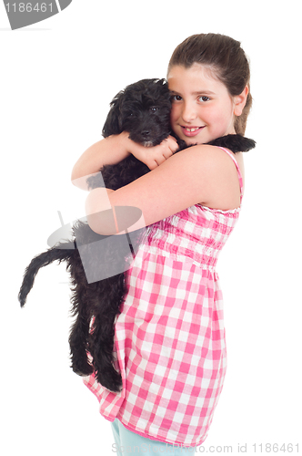 Image of Girl holding dog