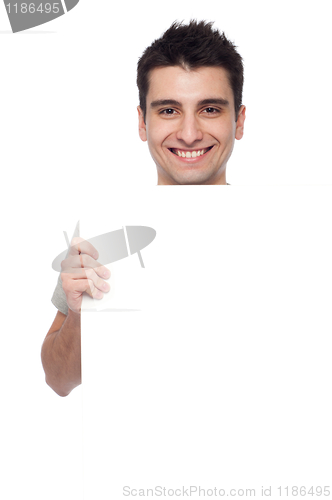 Image of Casual man with a banner