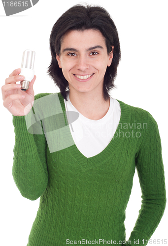 Image of Woman holding lightbulb