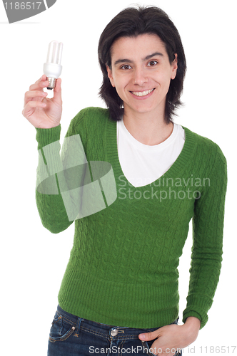 Image of Woman holding lightbulb
