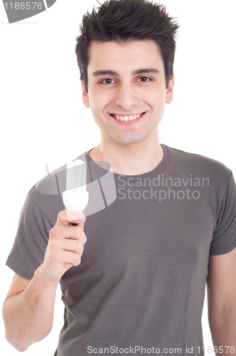 Image of Man holding lightbulb