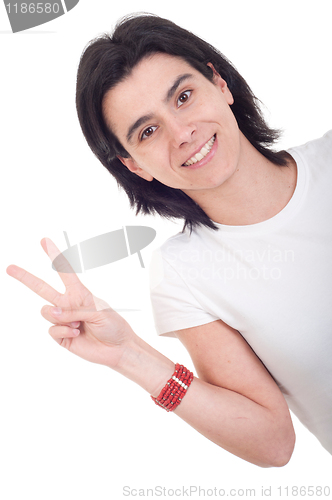 Image of Woman showing victory sign