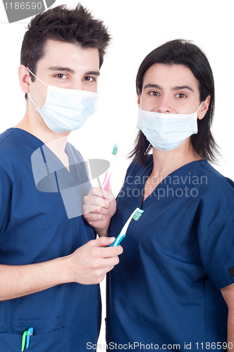 Image of Doctors team with toothbrush