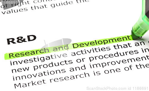 Image of 'Research and Development' highlighted in green