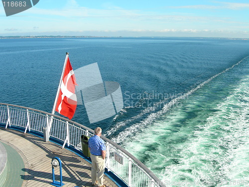 Image of Ship with Danish flag.