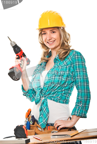 Image of smiling woman at work