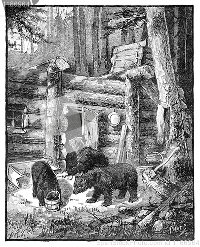 Image of Bears sacking a lumber camp