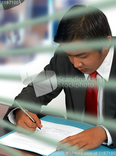 Image of Businessman Reading a Document