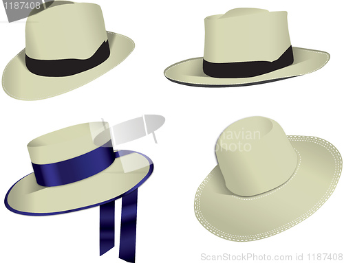 Image of Four Panama vector hats