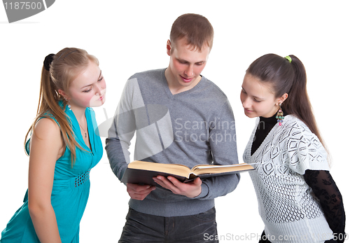 Image of Three young men are preparing for the exam at school