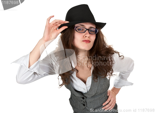 Image of beautiful girl in the black hat