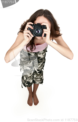 Image of girl in khaki pants photographed