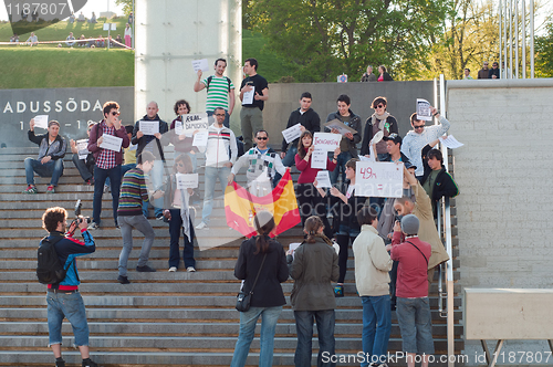 Image of Tallinn, Estonia - 21 may, 2011: Spain's pre-election protest ban in Tallinn, Estonia