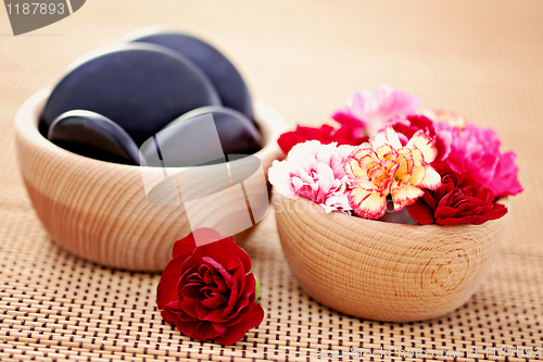 Image of carnations and pebbles