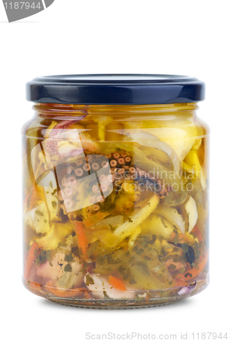 Image of Seafood conserved in glass jar