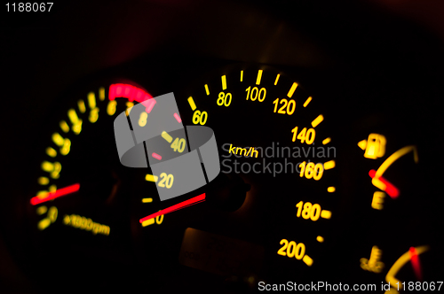 Image of Closeup of a speed meter of a car